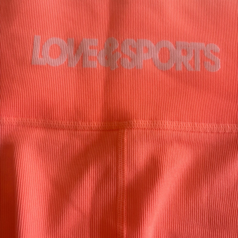 LOVE&SPORTS Neon Orange Athletic‎ Gym Shorts Spandex, High Rise Like New XL - Picture 3 of 8